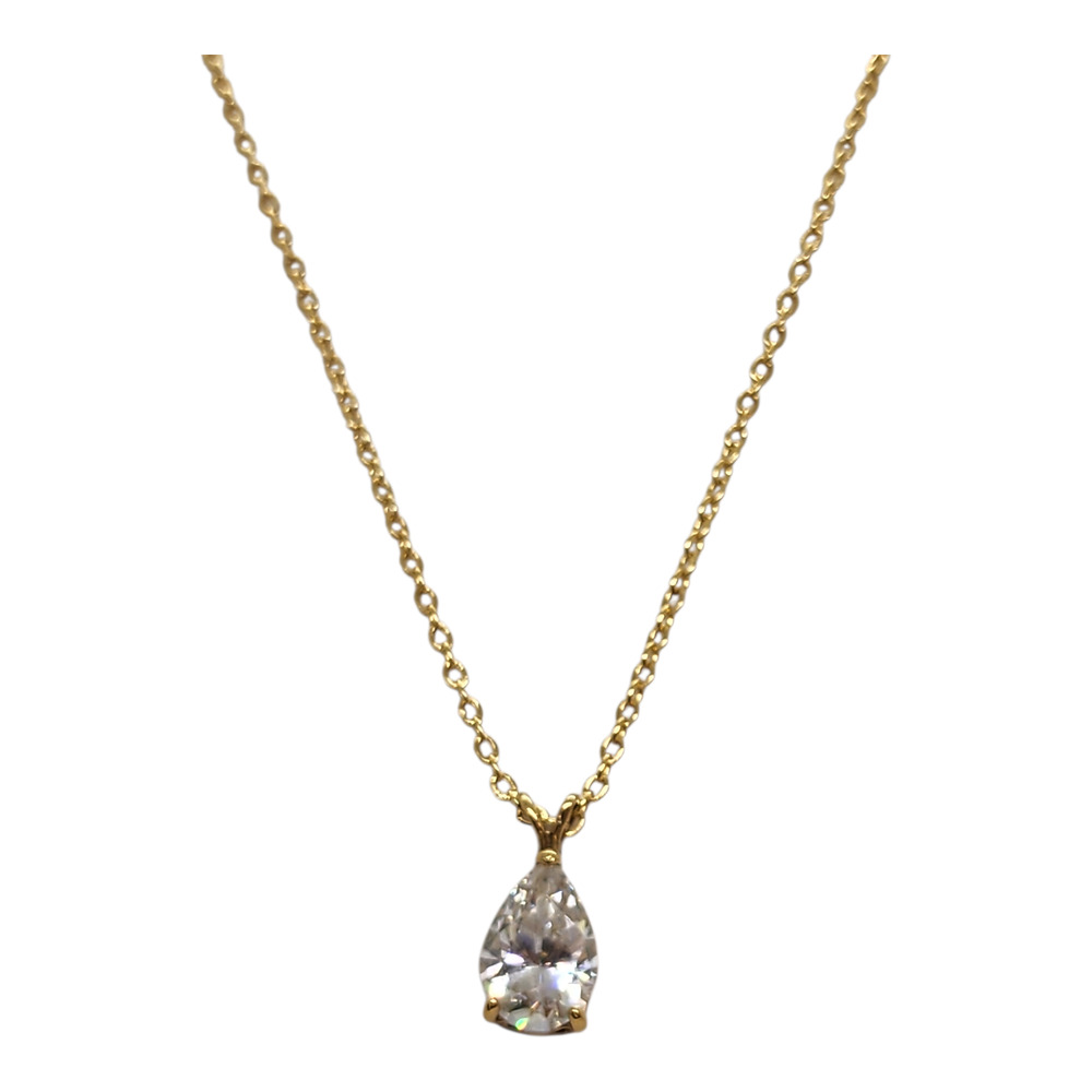 Large Chrysoprase Teardrop Pendant Necklace Gemstone Gold Plated Chain Gemstone - Picture 2 of 16